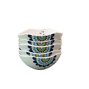 Dansk Bowls Set of 5 Classic Fjord Tweet Pattern